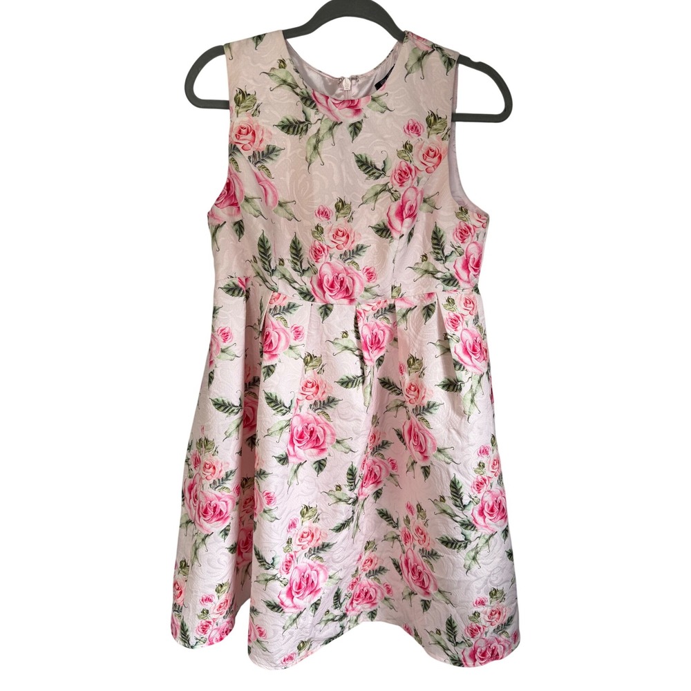 Chi Chi London Maternity Pink Floral Rose Jacquard Sleeveless Dress UK 12 US 8